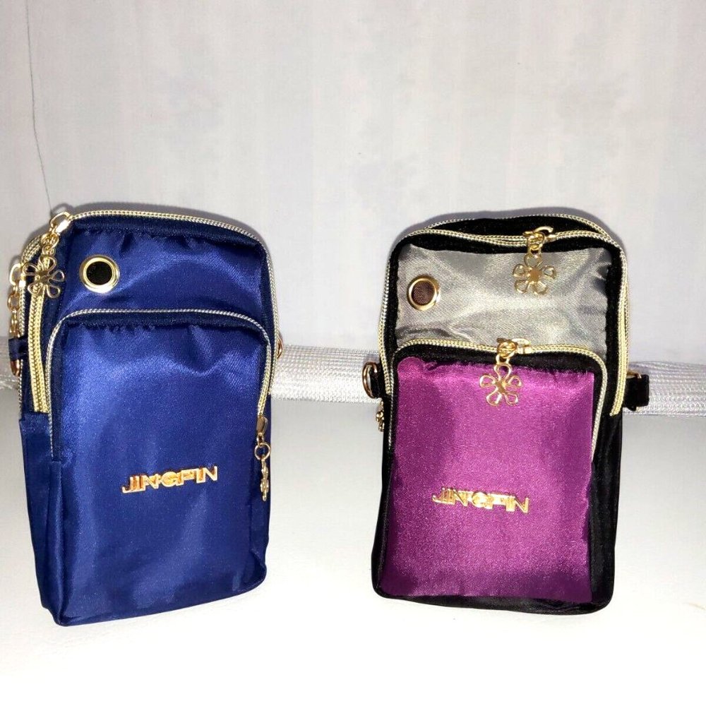 Mini Cross-Body Cell Phone Holder Shoulder Strap Purse Choice of Blue or Purple